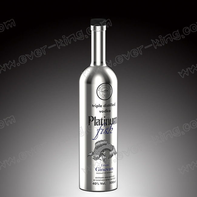 Vodka Screwed Round Shape Glass Bottle Electroplated Sliver 500ml
