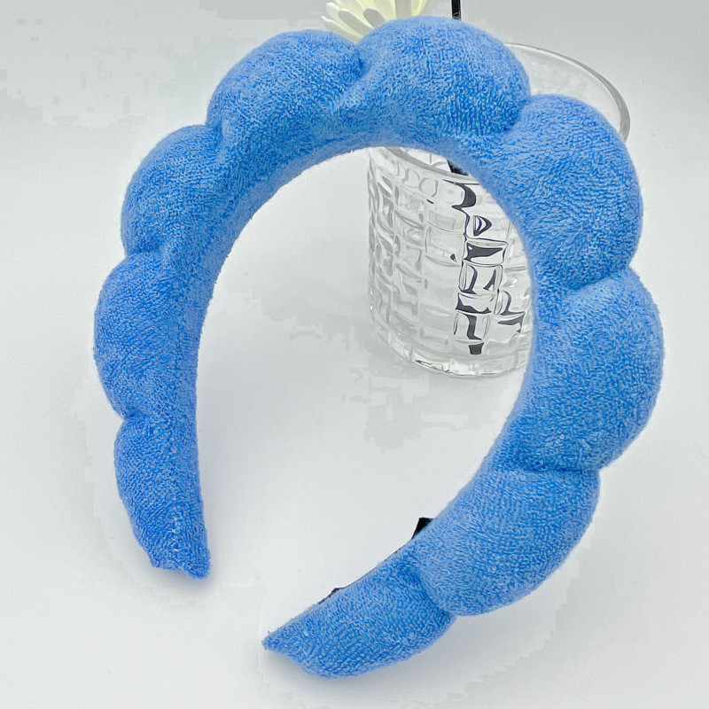 Spa Headband for Women Sponge Puffy Makeup Headband Spa Headband Terry Towel Cloth Fabric Head Band Yoga Washing Face