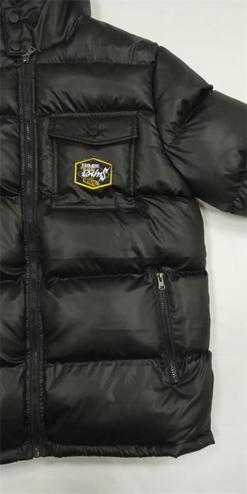 Cotton Quilted Jacket Mens Padded Waterproof Jacket Black High Shine Puffer