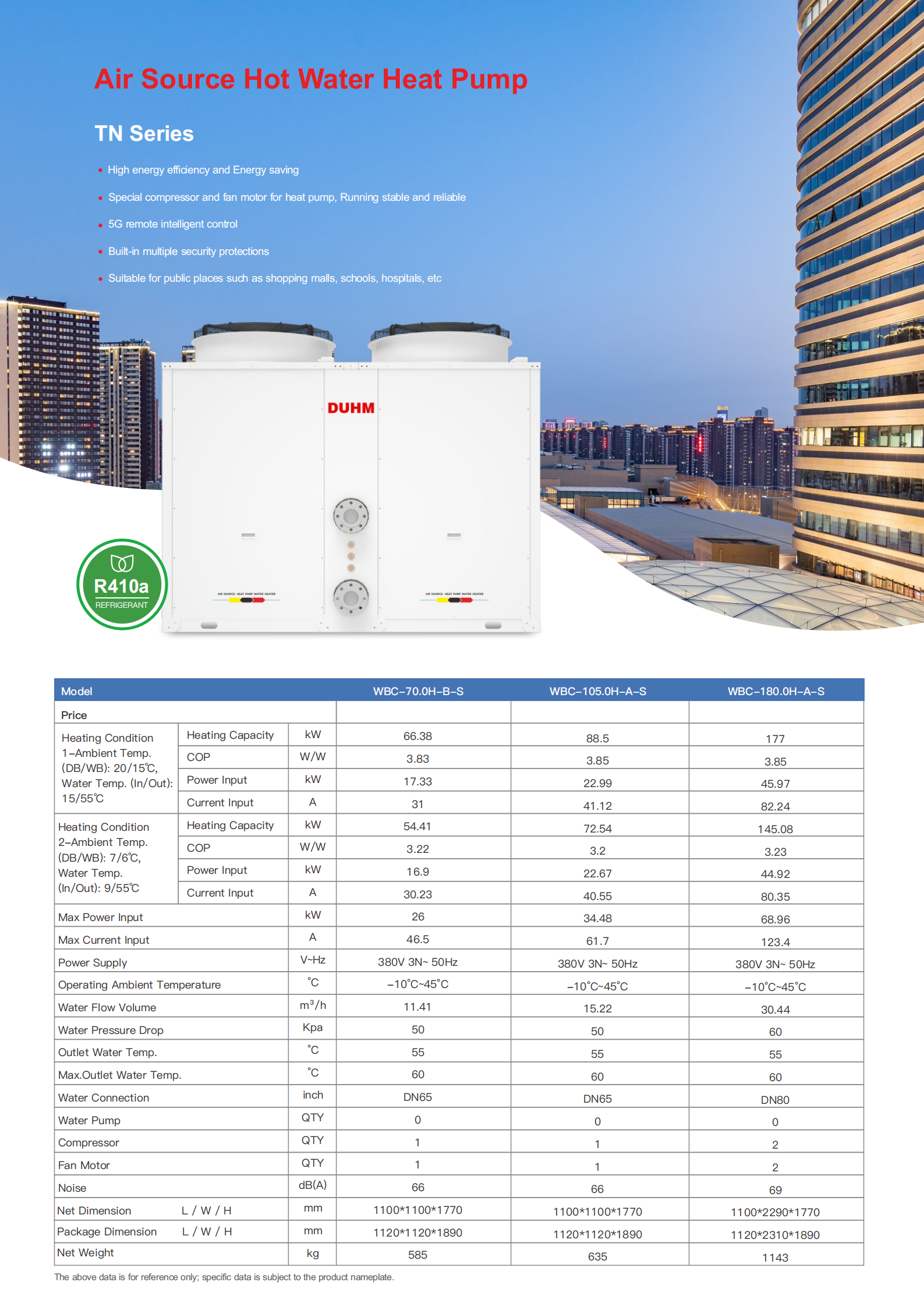 105kw High Temp Air To Water Heat Pump With Special Compressor And Fan Motor Stable Performance