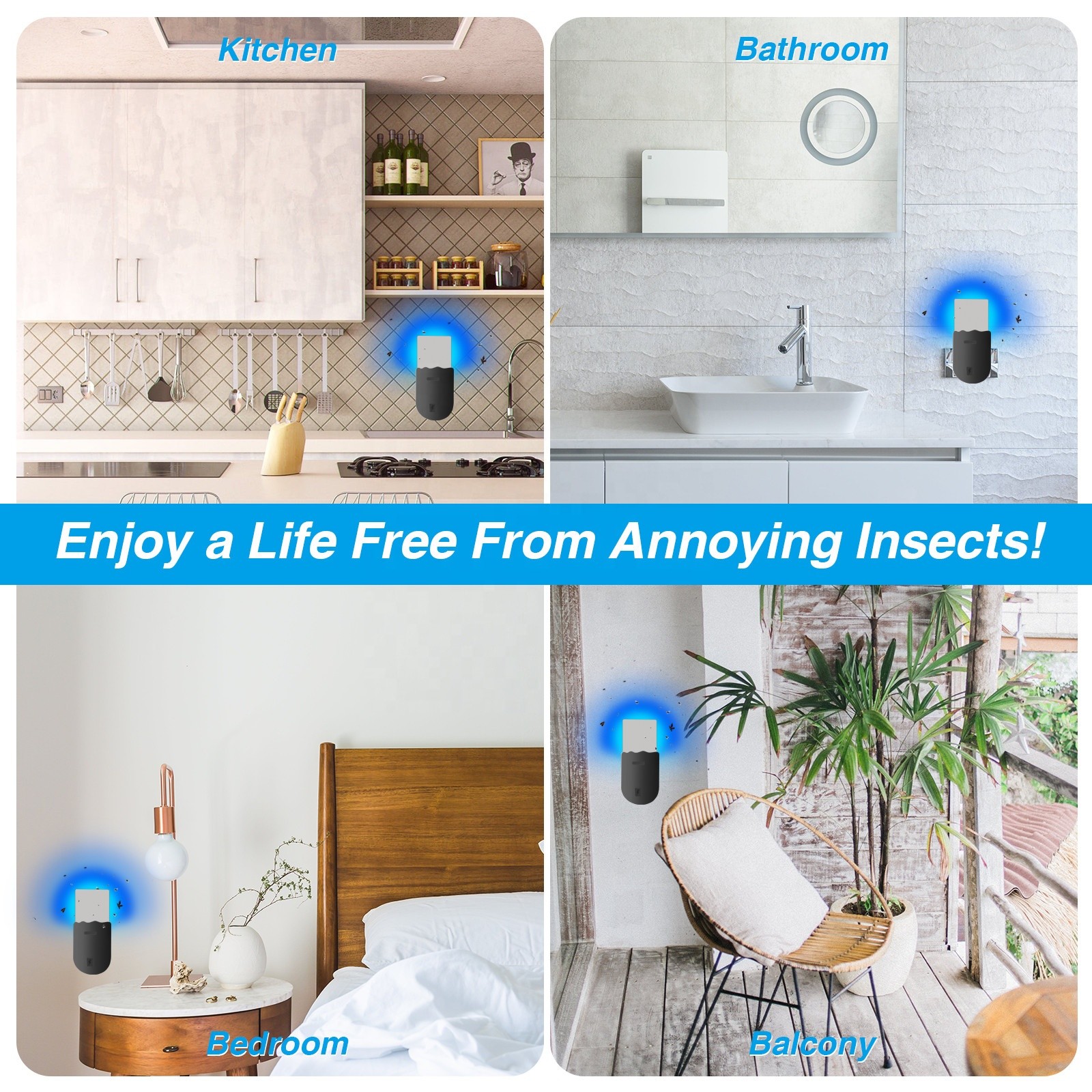 JZ Indoor Electric Fly Catcher Glue Trap with Night Light UV Attract Mosquito Sticky Trap Plug in Flying Insect Trap