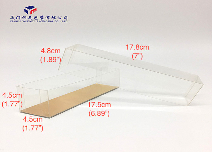 Delicate Custom PET Plastic Box Gold Hard Paper Inside Clear Plastic Box Packaging