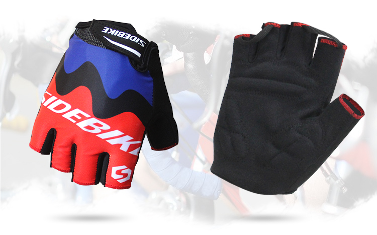 Outdoor Sports Bike Half Finger Gloves Customized Label Bright Color Printed