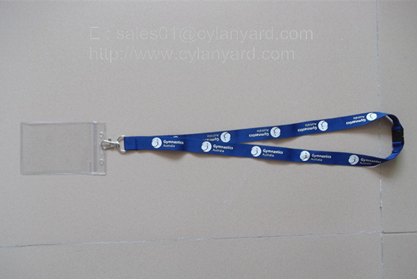 polyester sports neck ribbon with plastic name badge
