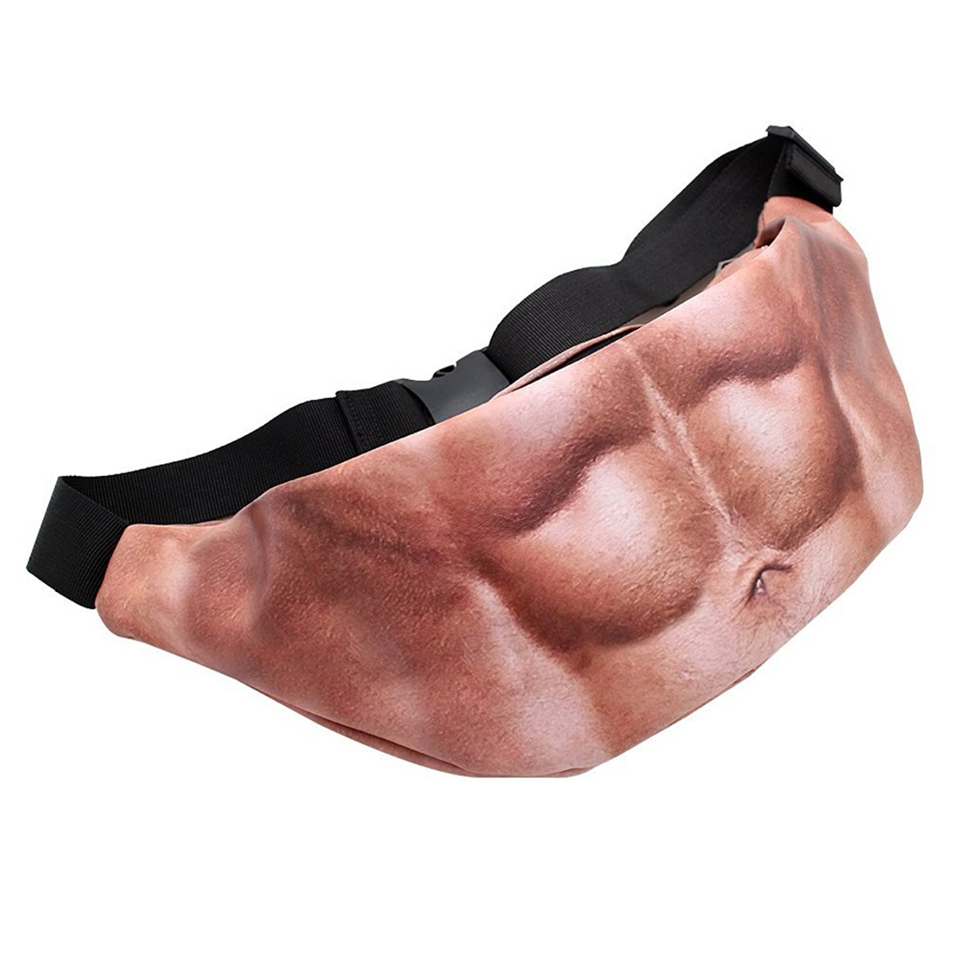 Customized Pattern Novelty Fun Men Women PU Dad Bag Dad Bod Waist Bags Beer Fat Hairy Belly Fanny Pack