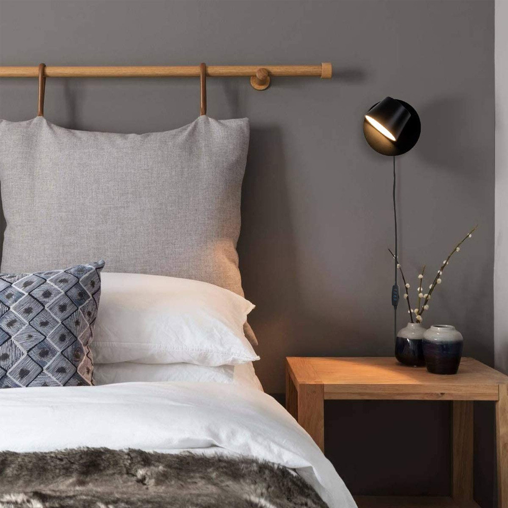 Interior headboard Reading Wall lamp Rotating Wall Lamps USB plug dimmable Color temperature wall Light