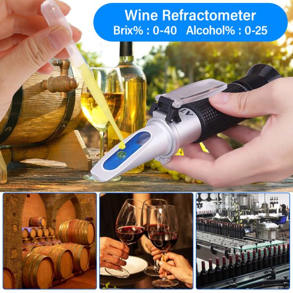 Hand-held Brix Refractometer with 0-40% Brix Range and Automatic Temperature Compensation for Wine Wort and Sugar Testing