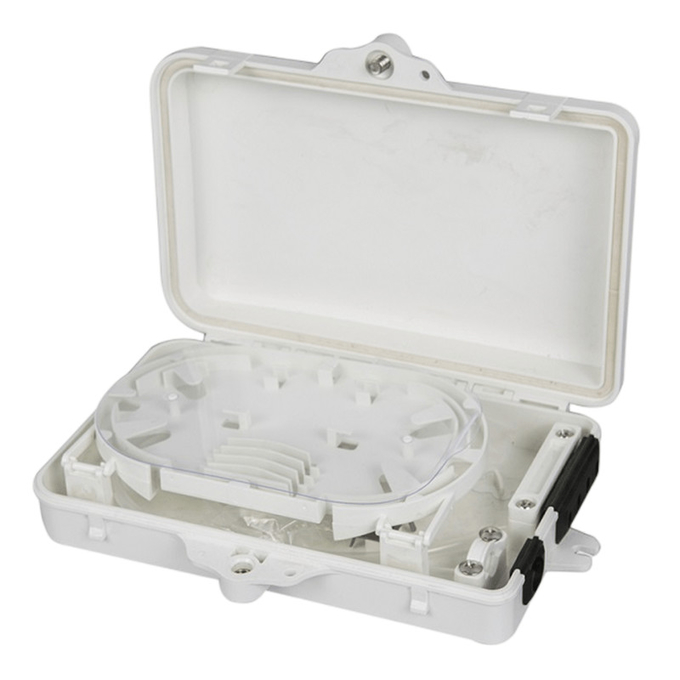 4Port Fiber Optic Terminal Box SC Simplex SM Cables White Waterproof IP-66