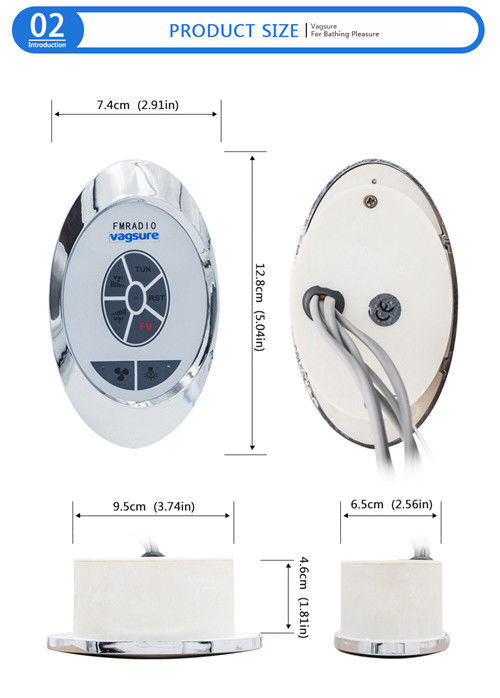 Radio Speaker Steam Bath Equipment Oval Polishing Mirror Effect Control Panel