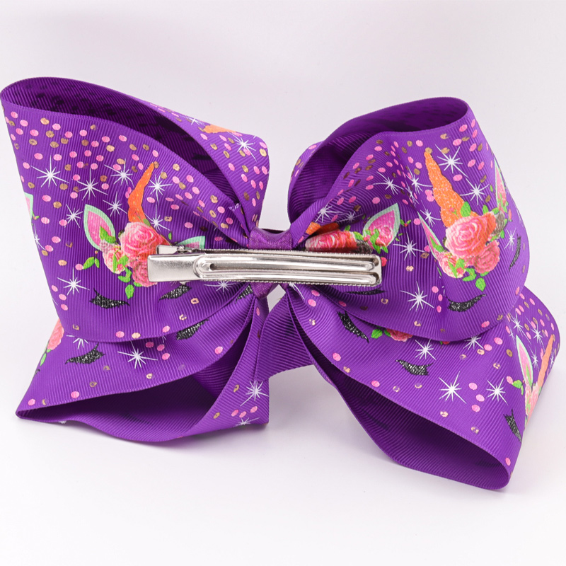 Purple Glitter Large Hair Bows , Eco Friendly Personalized Hair Bows