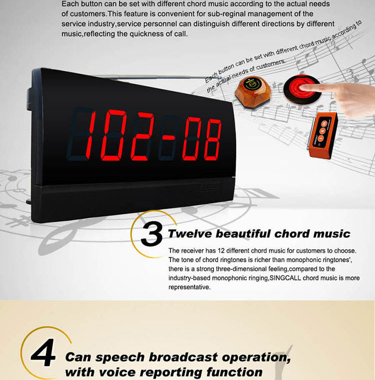 Wireless hotel pager Hcm 403 restaurant calling system