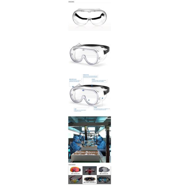 Polycarbonate Medical Safety Goggles , Anti Dust Safety Glasses With Ventilation