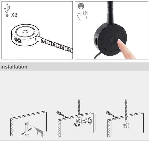 12v USB Gooseneck Reading Light for Bedside Table and Book Reading in Living Room