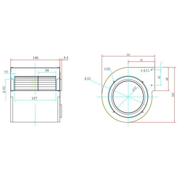 24VDC 48VDC 85W Centrifugal Blower Fan For Air Purifier Blower Galvanized Housing