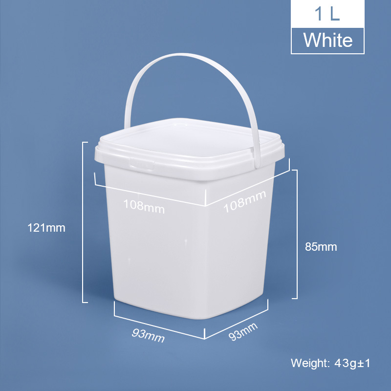 Capacity 280ml 500ml 1L 2L Food Grade Square Small Clear White Plastic Bucket BPA Free