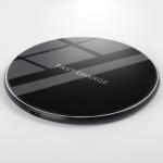 Ultra Slim Mirror Tempered glass Fast Charging Portable wireless Charger Black