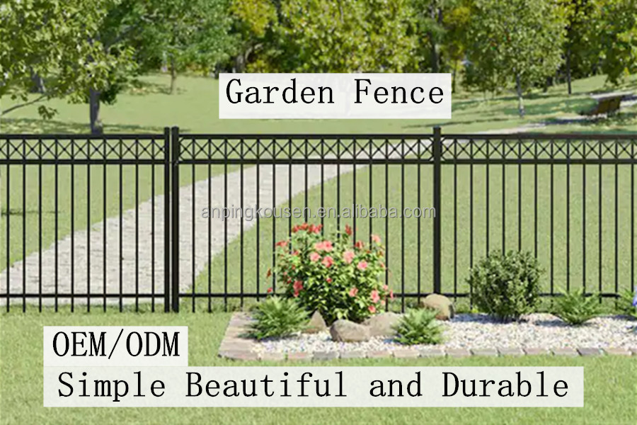 3m Black Aluminum Hot Dipped Galvanized Powder Coated Garden Steel Fence Panels With Post