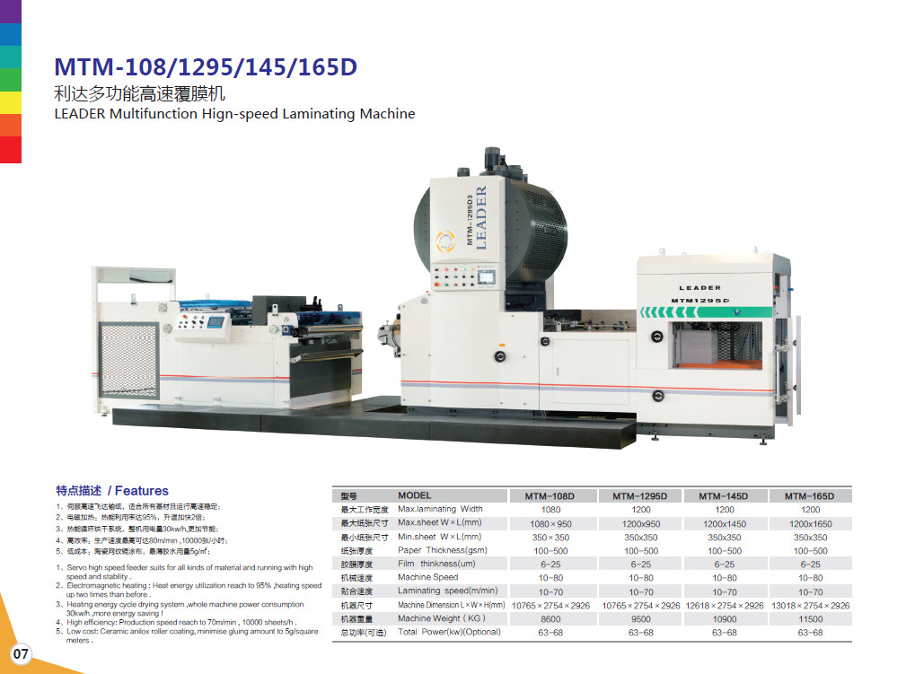 High Speed PET BOPP Film Lamination Machine With Hot Chain