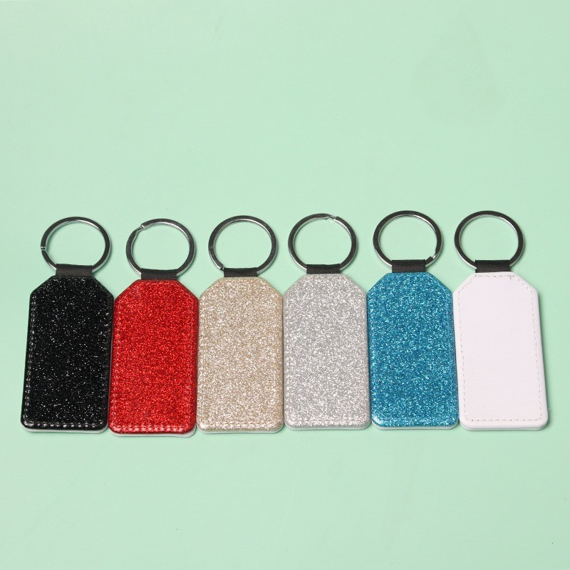 Personalized Sparkle Leather Pendant Key Chain For Sublimation Printing