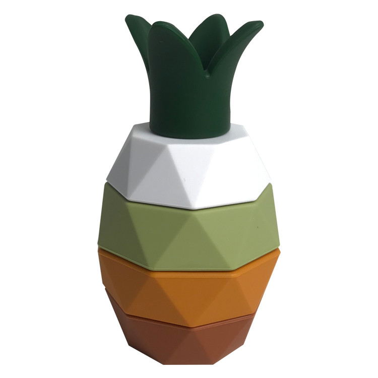 Customized Children'S Educational Toy 5pcs Pineapple BPA Free Silicone Stacking Toy