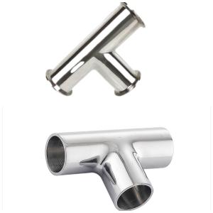 China DN15-DN300 Food Grade Sanitary Stainless Steel Sanitary Weld/Clamp Equal Tee SS304 316L on sale