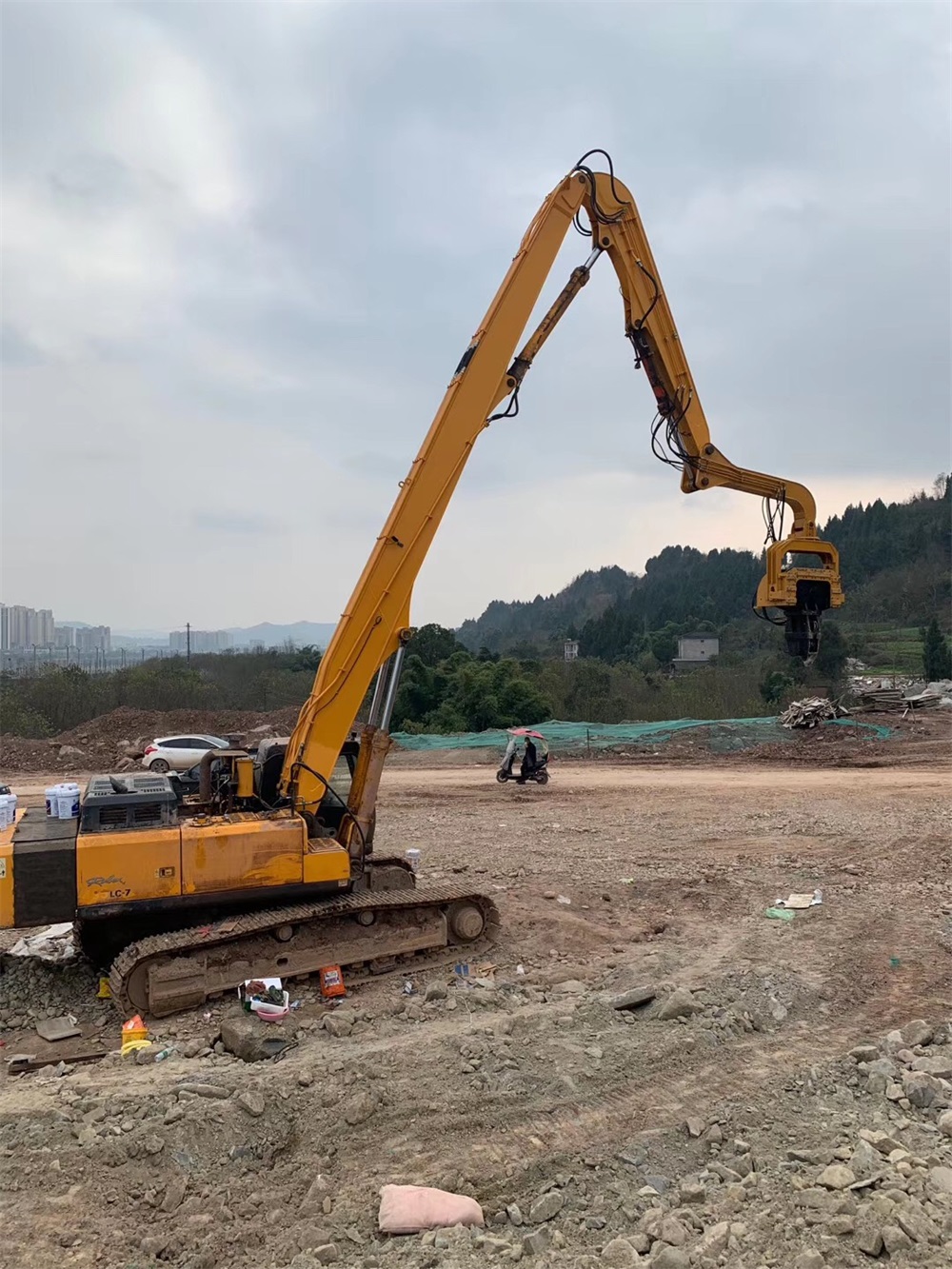Wear Resistant SK380 Excavator Pile Driver Arm And Long Boom Q345B Q355B Material