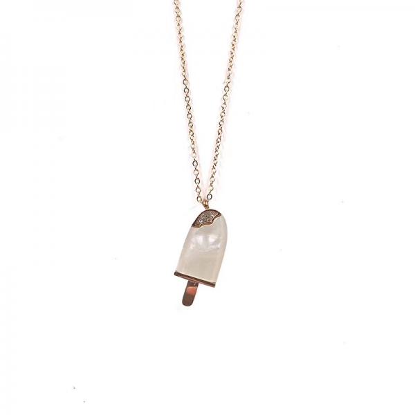 3D Fashion Stainless Steel Jewelry Ice Cream Cone Pendant Necklace