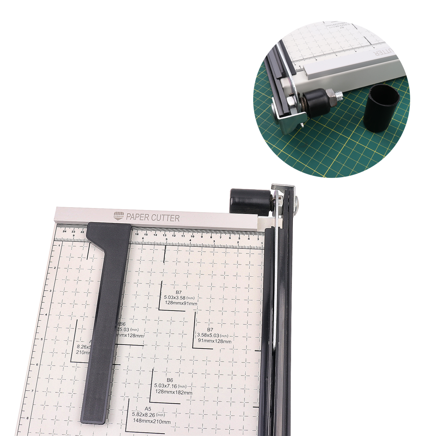 12 Sheets Cutting Capacity Mini Manual Guillotine A4 Paper Cutter with Layering in White