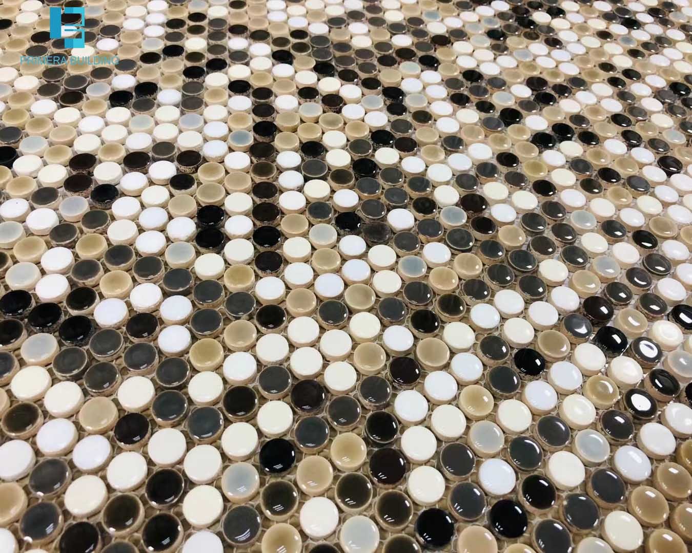Button Shaped Decorative Wall Porcelain Tiles Mixed Color 6mm Thickness