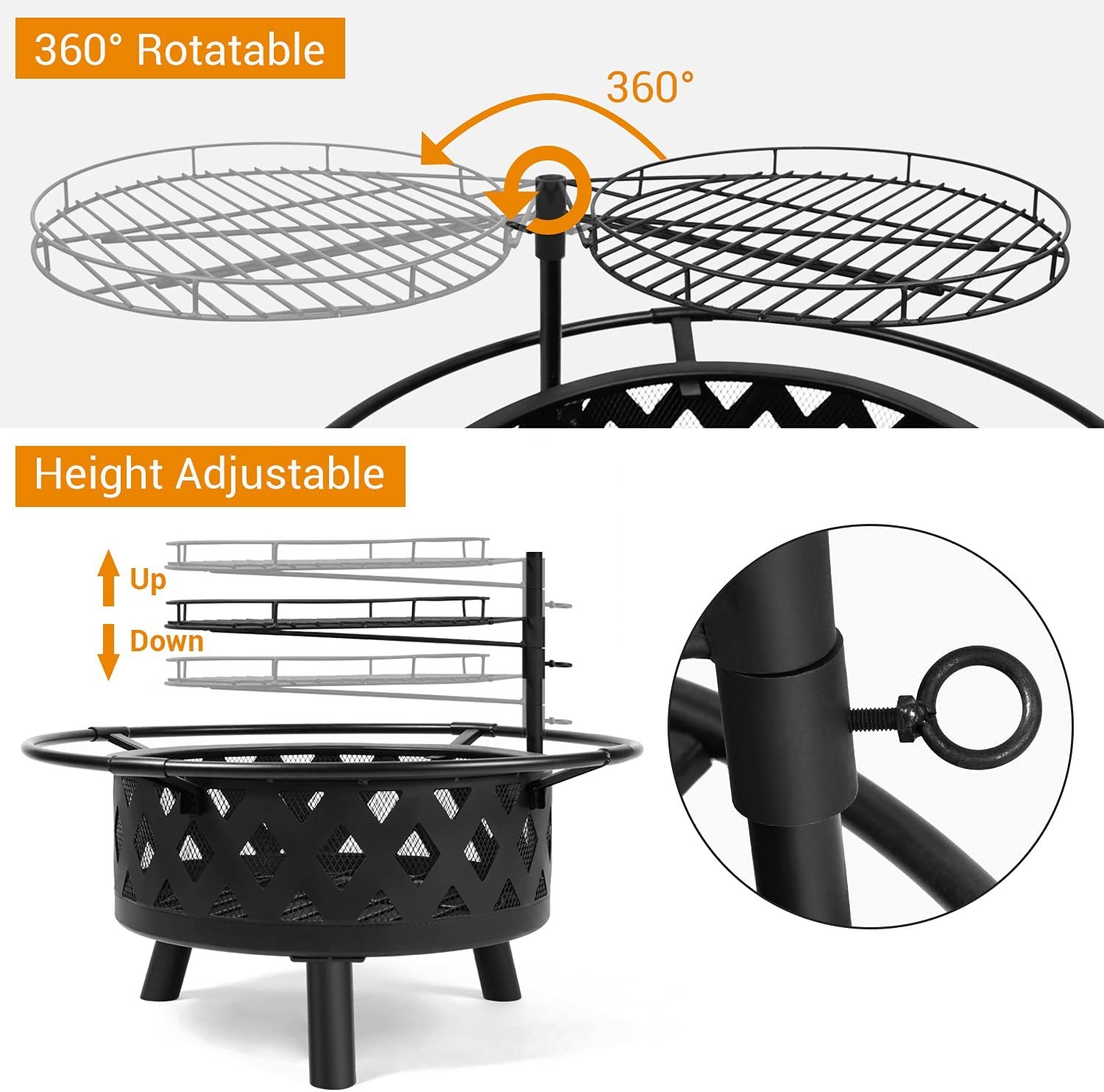 Outdoor Stainless Steel Fire Pit BBQ Grill Mesh Spark Screen Over Log Grate