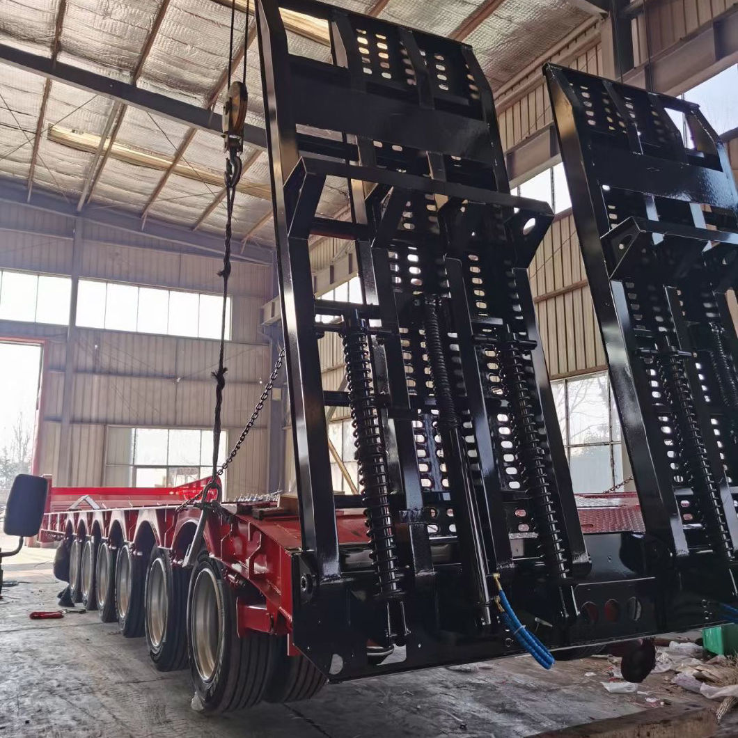 3 Axles Lowbed Chassis 80 Ton Lowbed Trailer Truck Chassis Lowboy Semi Trailer