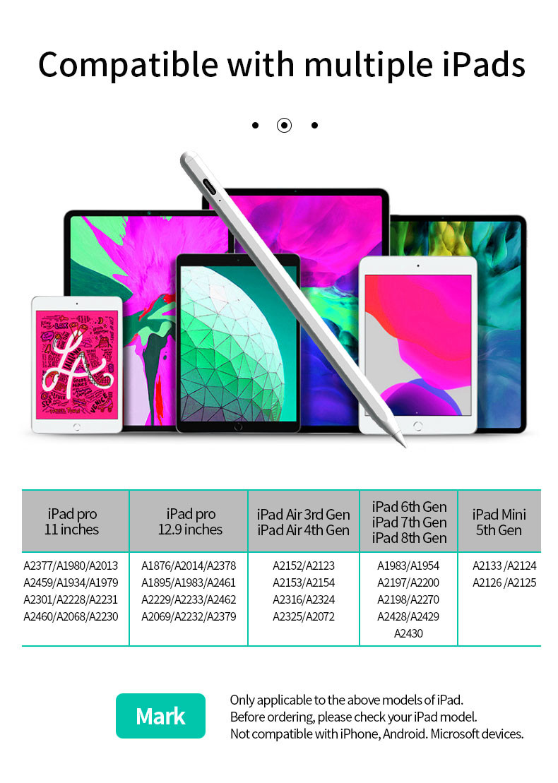 Compatible Apple Active Stylus Pen Palm Rejection For Touch Screens High Sensitivity