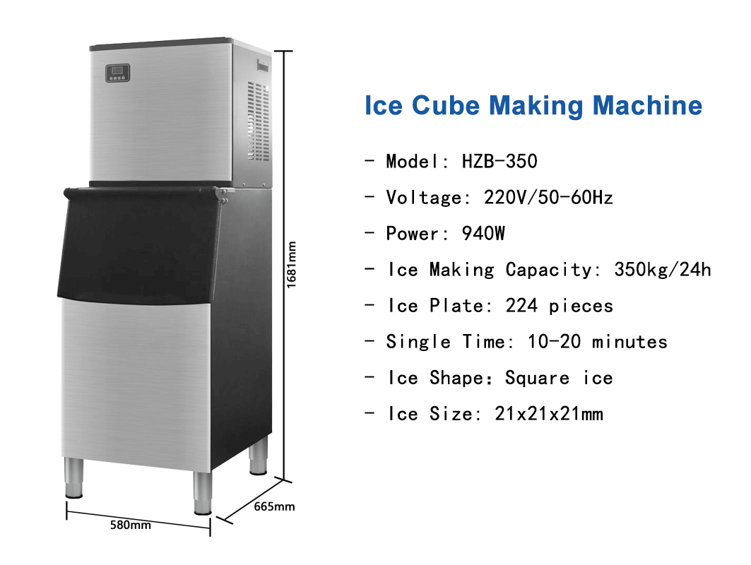 English Operating Language Ice Cube Block Making Machine 350kg Automatic Stainless Steel Ice Maker Machine for Business