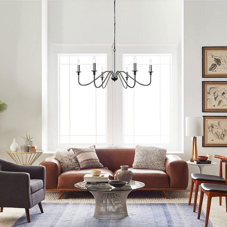 Modern Simple Pendant Lamp Living Room Kitchen Dining Room Lamp American Iron Chandelier(WH-CI-152)