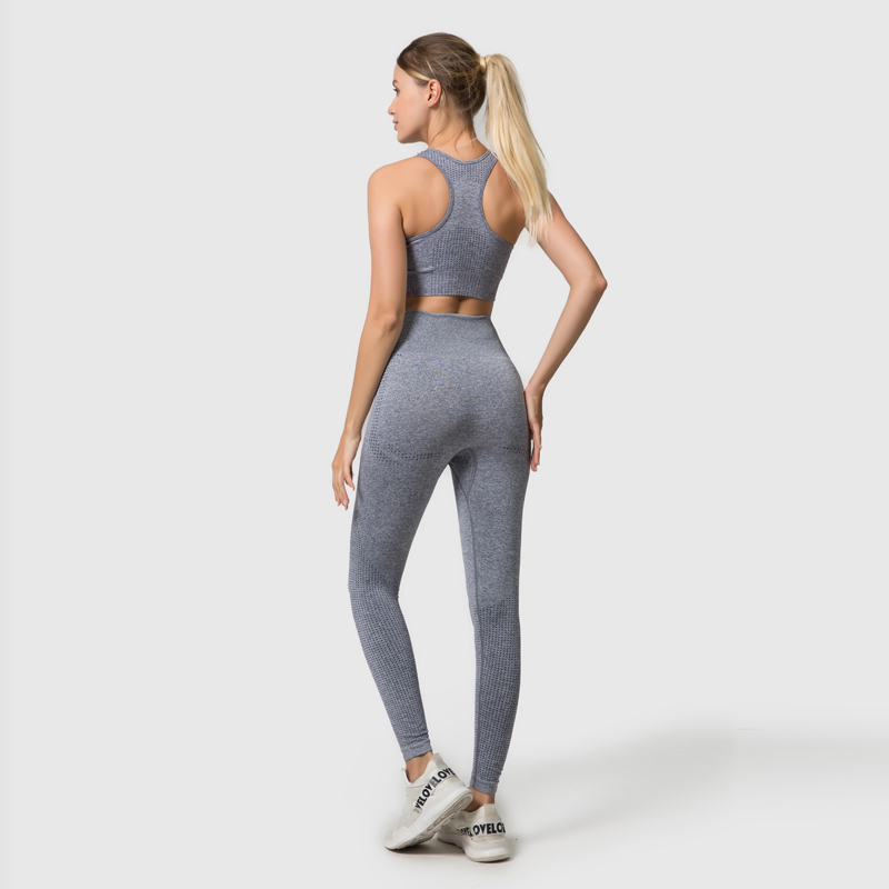 Yoga Breathable Seamless Sports Bra Leggings Stretch Fabric High Waisted Gym Leggings