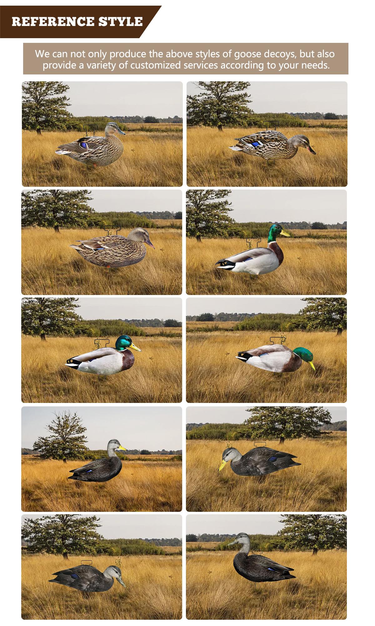 Custom PP Mallard Silhouette Decoys For Hunting Waterproof Anti Reflective Multiple Style