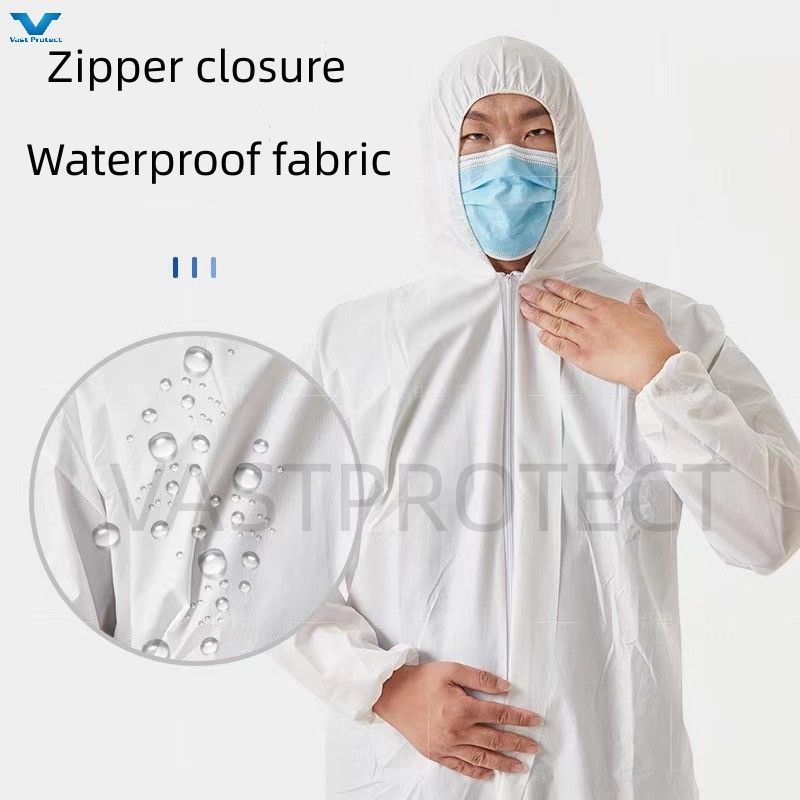 Wholesale PP+PE Type5&6 Cat3 White 60GSM Coverall for USA Market