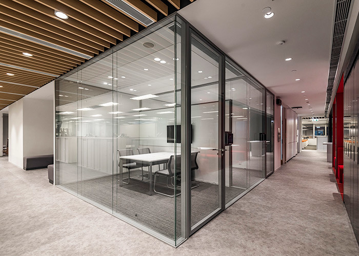 Sound Proof Double Glass Partition Wall System 12mm+12mm Hollow Space