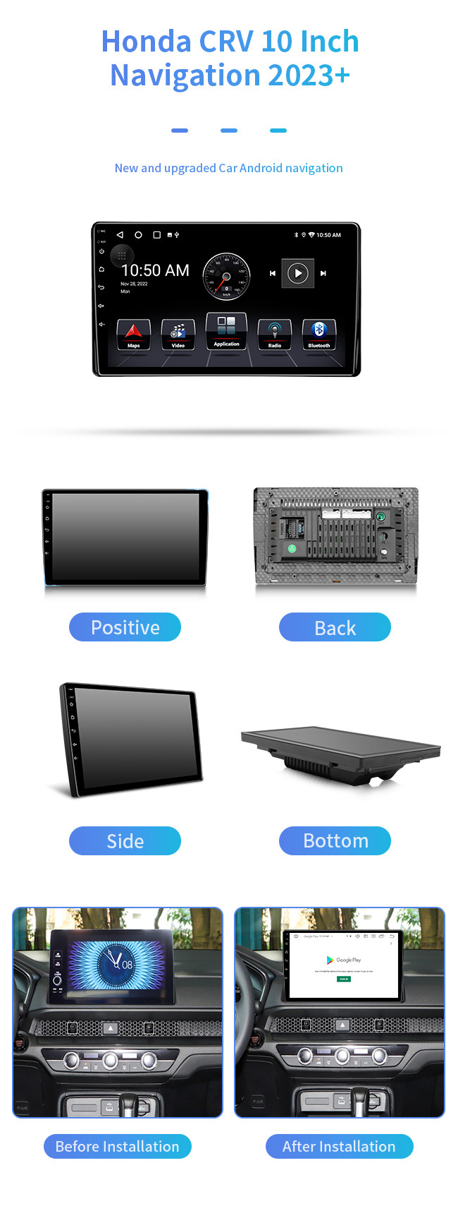 4-core For Honda CRV 2023+ Android HD car display Bluetooth Car Navigation