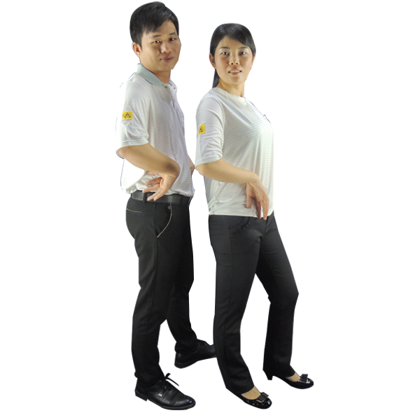 Blue Black 150g 96% Cotton 4% Conductive Fiber ESD T Shirts