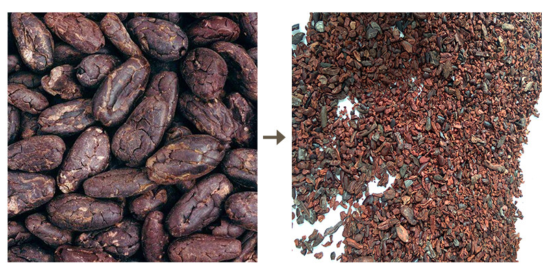 Automatic 50kg/H Cocoa Bean Peeling Machine Separating Sorting Chocolate Products