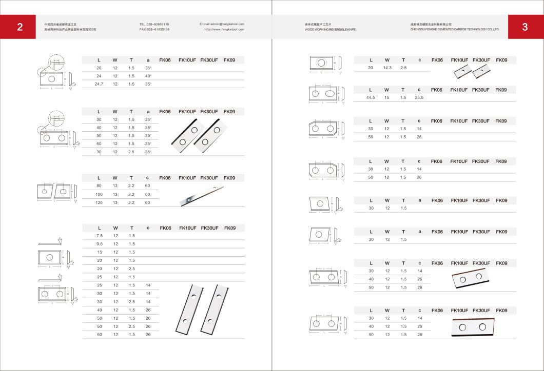 Hard Wood Carbide Indexable Knives for Woodworking
