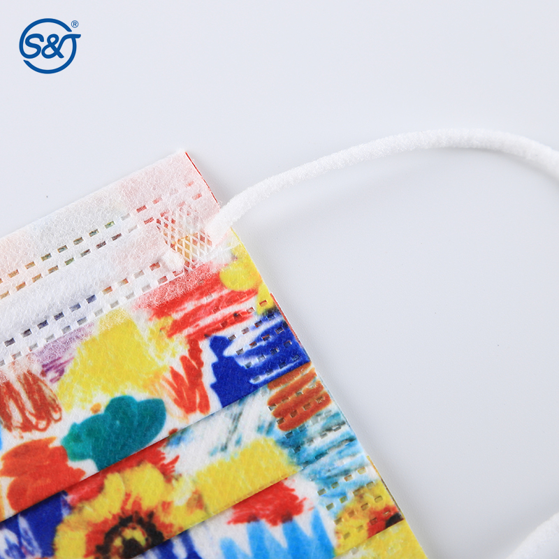 Fashion printing Tie-dye Anti Odor 3ply Disposable Non Woven Printed Face Mask Protective Face Mask Medical/ Dental mask