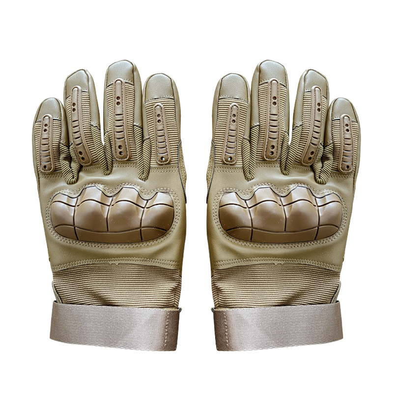 Full Finger Khaki Color Polyester Training Gloves with Finger Slits from Customized