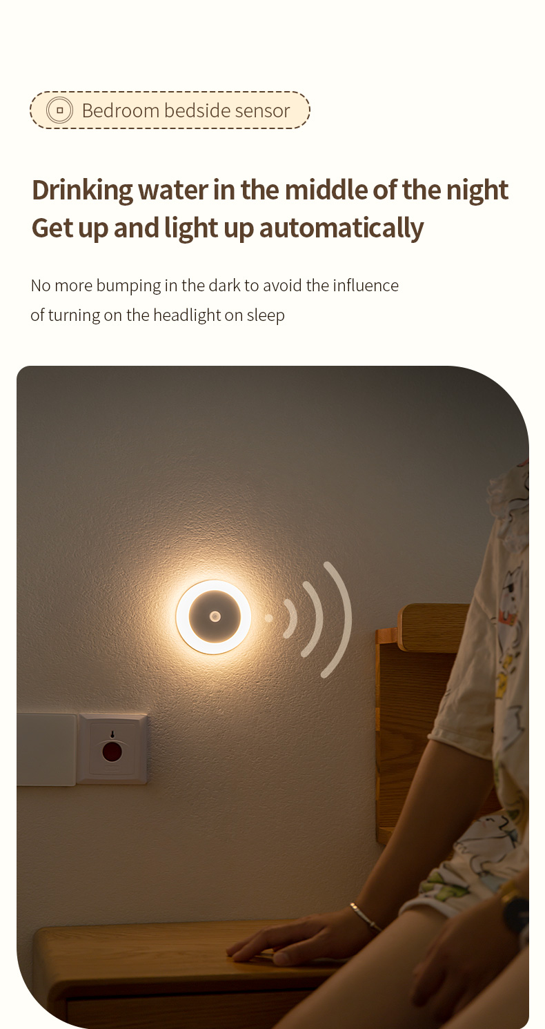 Bedside Motion Sensor LED Light 4100K Usb Charged Night Light