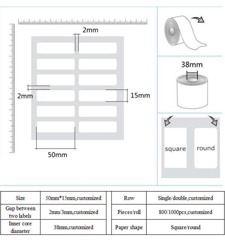 Water proof Self-adhesive Label Thermal Sticker for bottle Supermarket Store