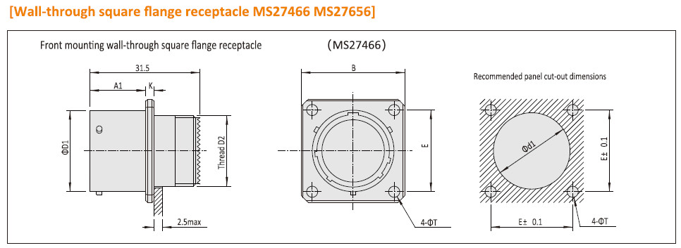 Amphenol MIL-DTL-38999 JY27466/MS27466 Receptacle Military Circular Connectors