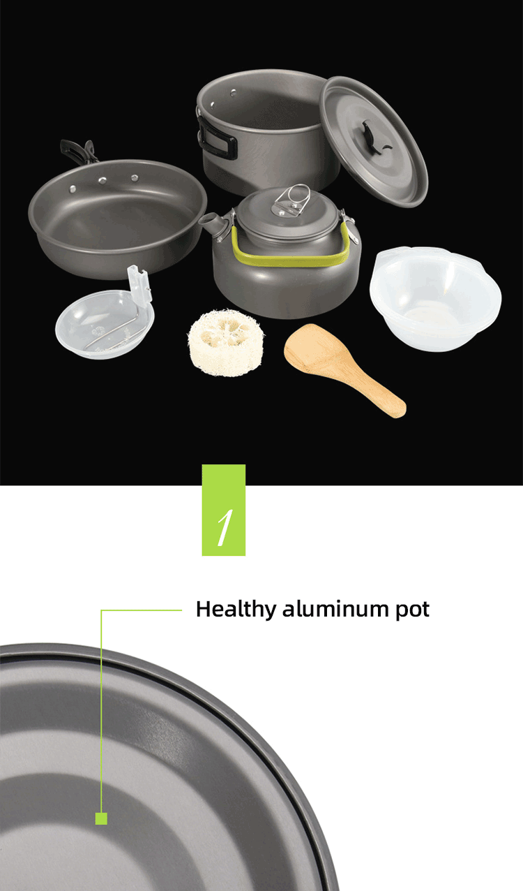 Factory TOP Seller Outdoor Camping Cookware Mess Kit Portable Picnic Pot Pan Camping Cooking Set For Out Door Hiking