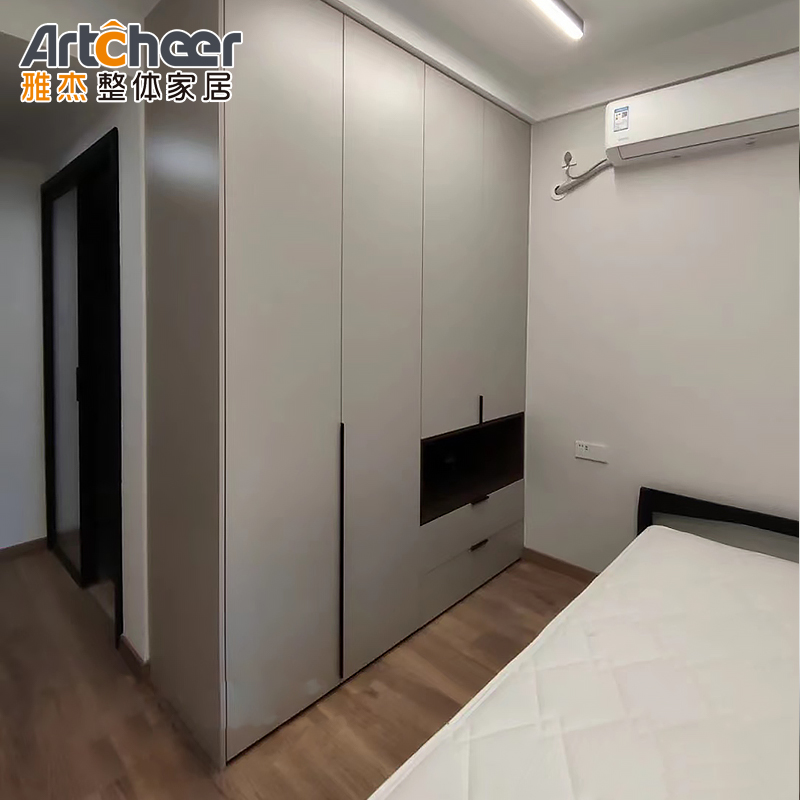 Villa Modern Sliding Alimirah Wooden Glass Combination Wardrobe Clothes Organizer