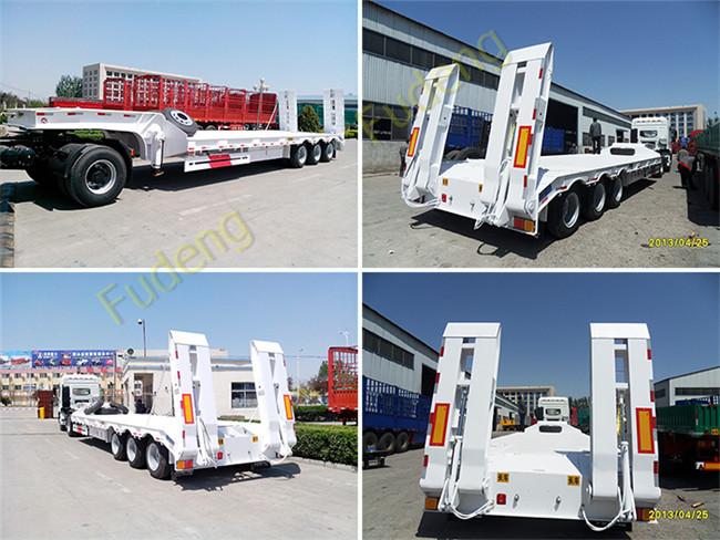 Four Axles Steel Material Lowboy Tractor Trailer Payload 100 / 120 Tons